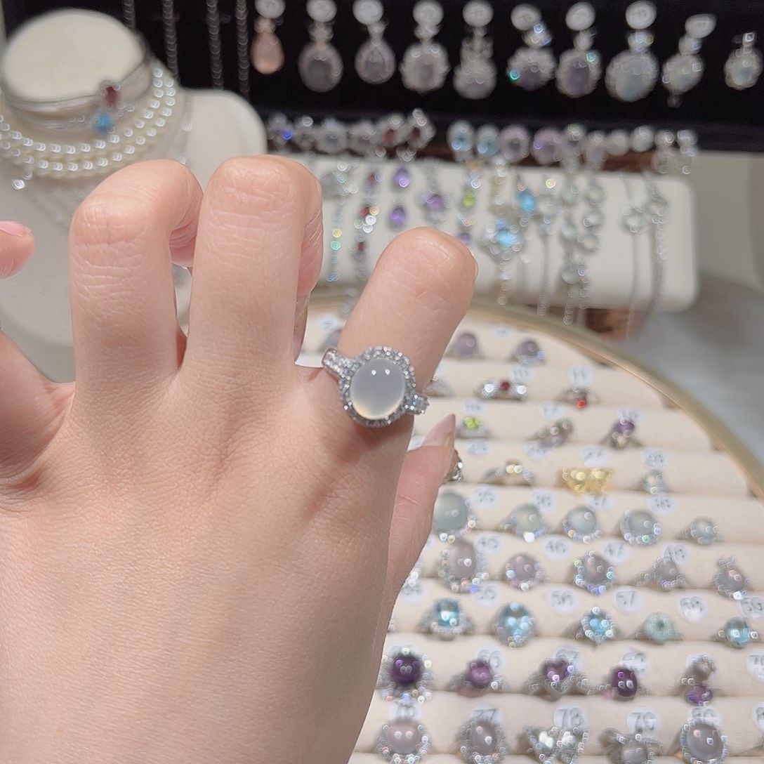 睡****蛇纹石玉银S925镶嵌戒指