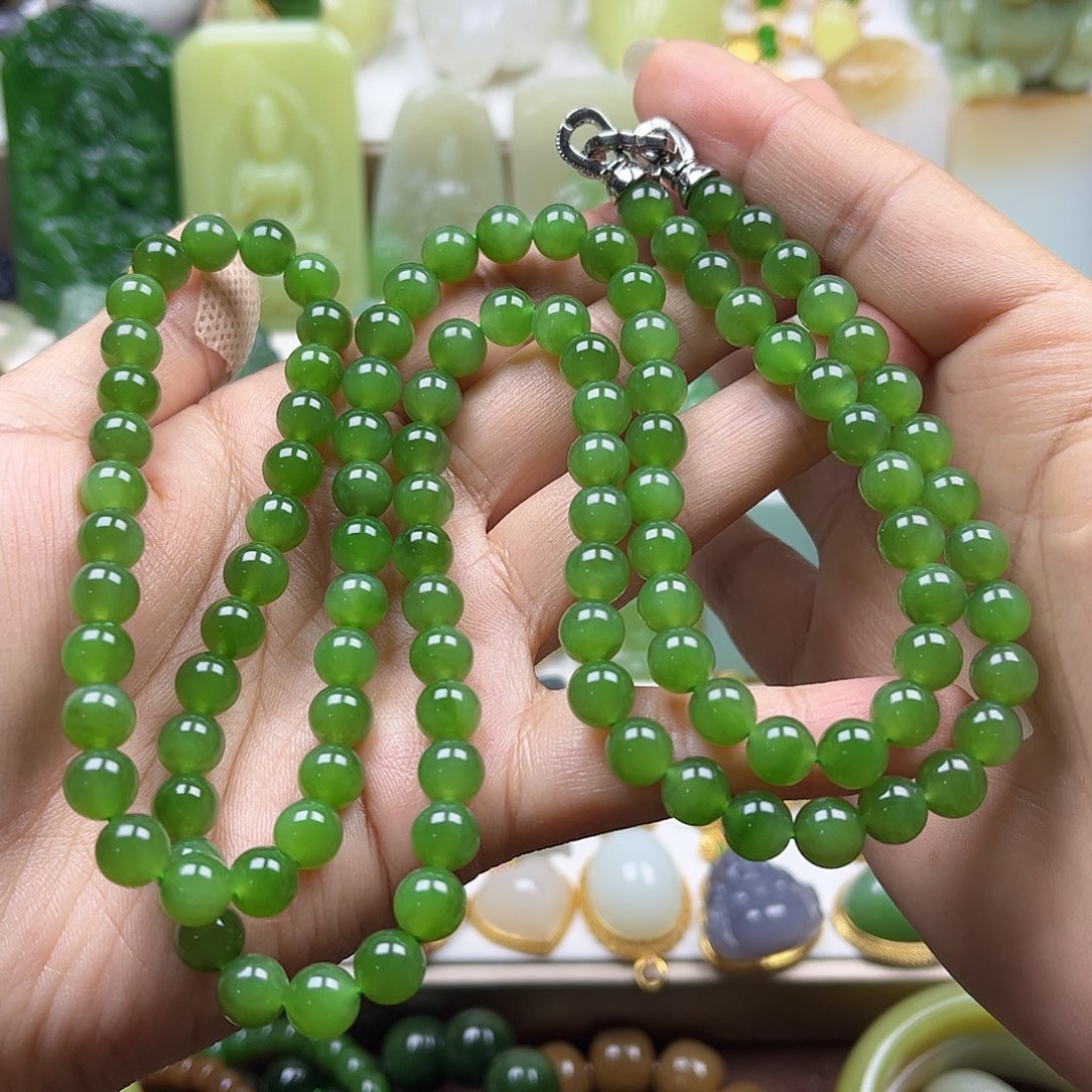 和田玉吊坠项链108颗卡8未镶嵌