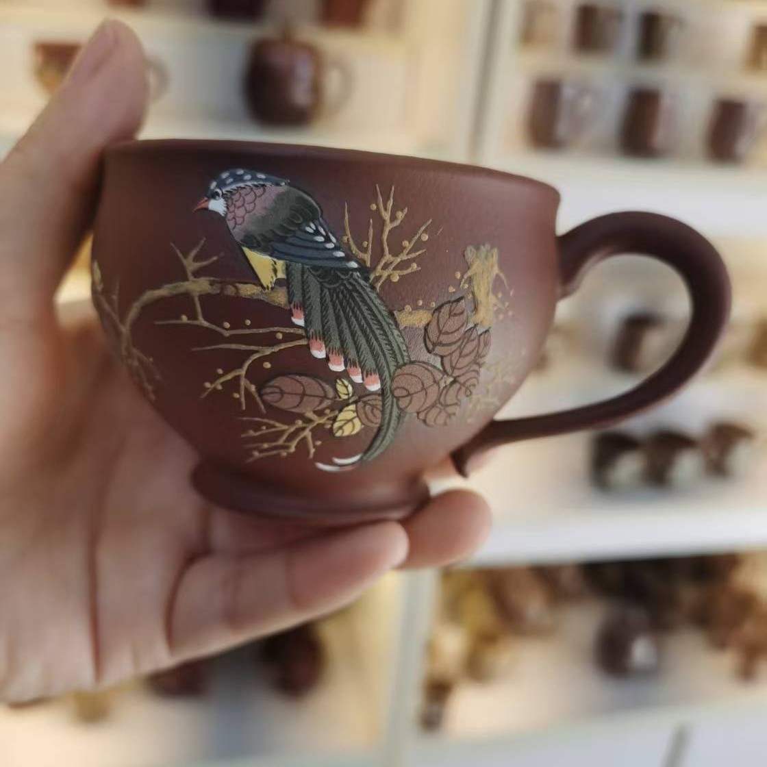 紫砂杯泥绘主人杯茶杯水杯