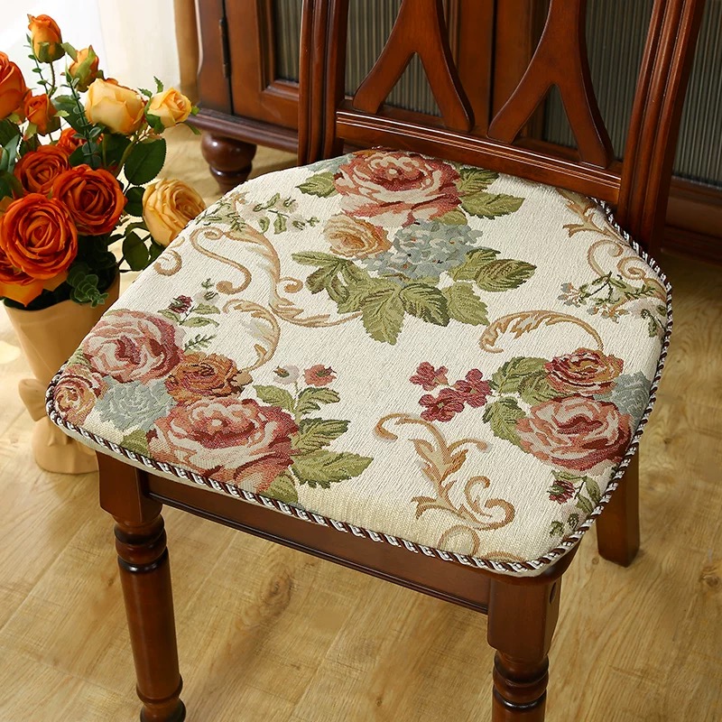 新款椅子垫马蹄形可拆海绵坐垫中式实木欧式美式餐椅垫防滑加厚