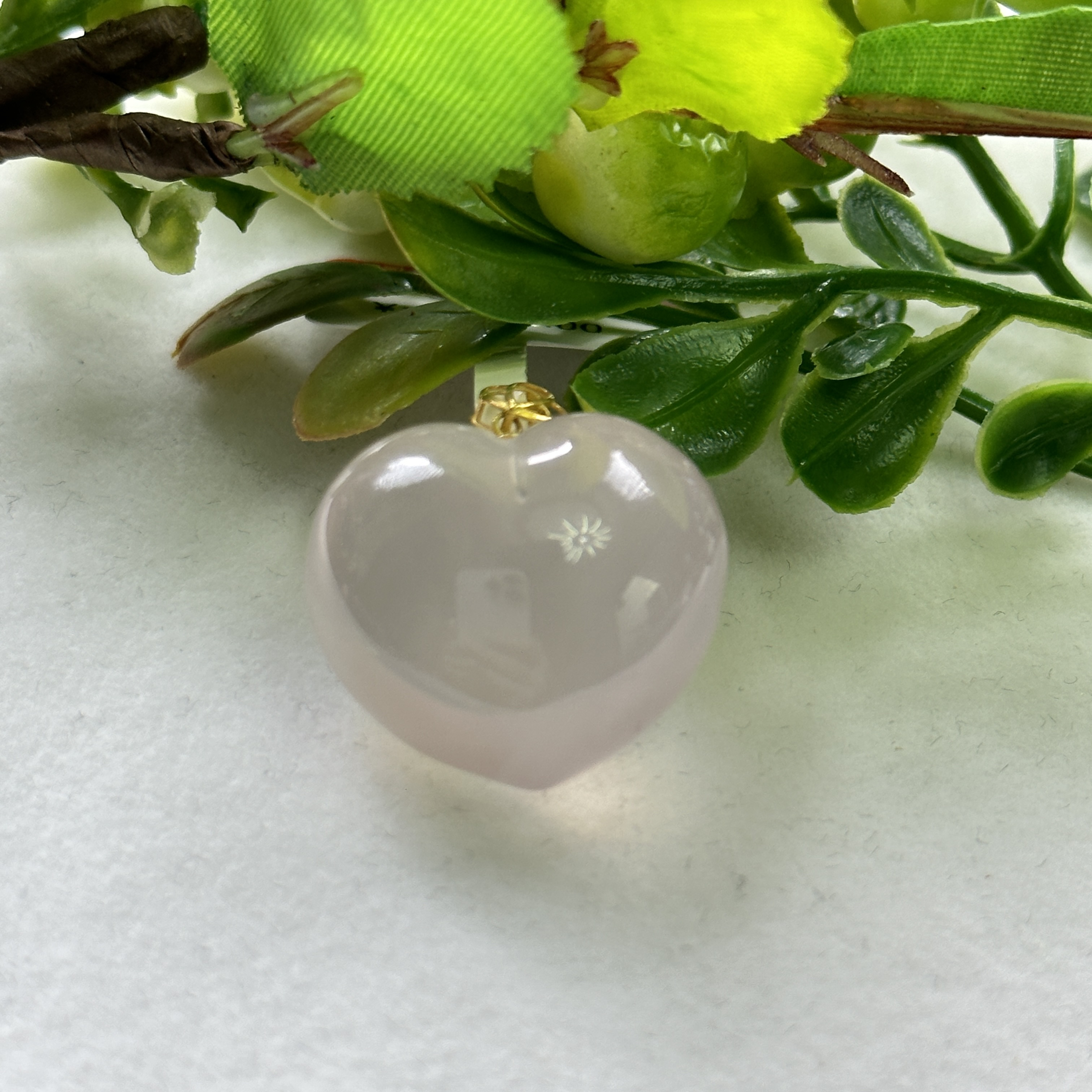 【汉韵轩珠宝】天然粉水晶心形吊坠589