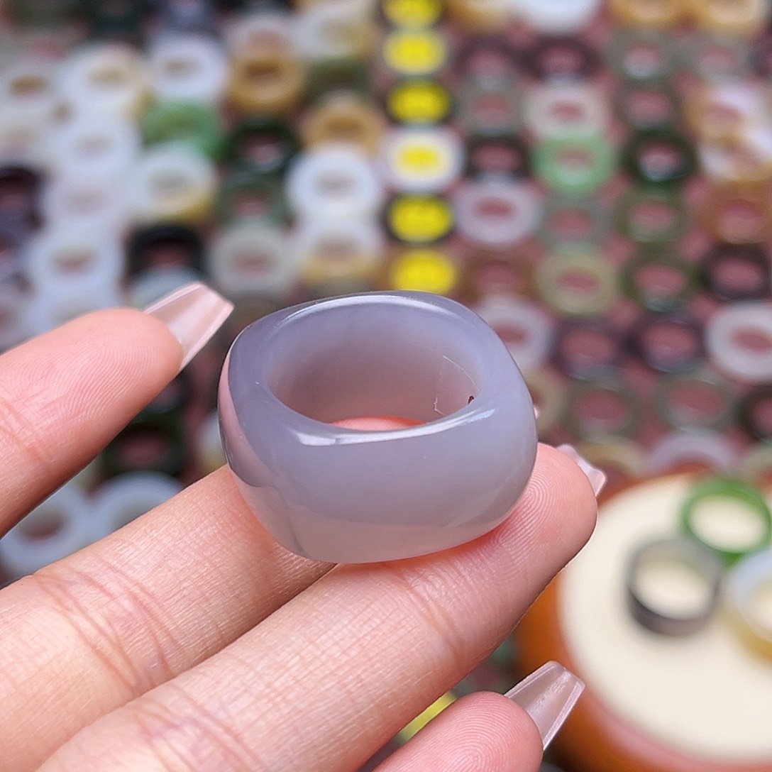 和田玉戒指未镶嵌18.2内径烟紫