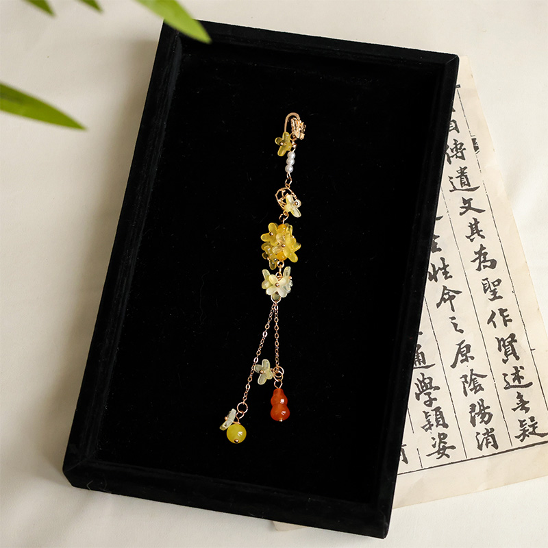 合金仿珍珠胸针 国风旗袍桂花葫芦流苏压襟配饰钥匙手机链挂件坠