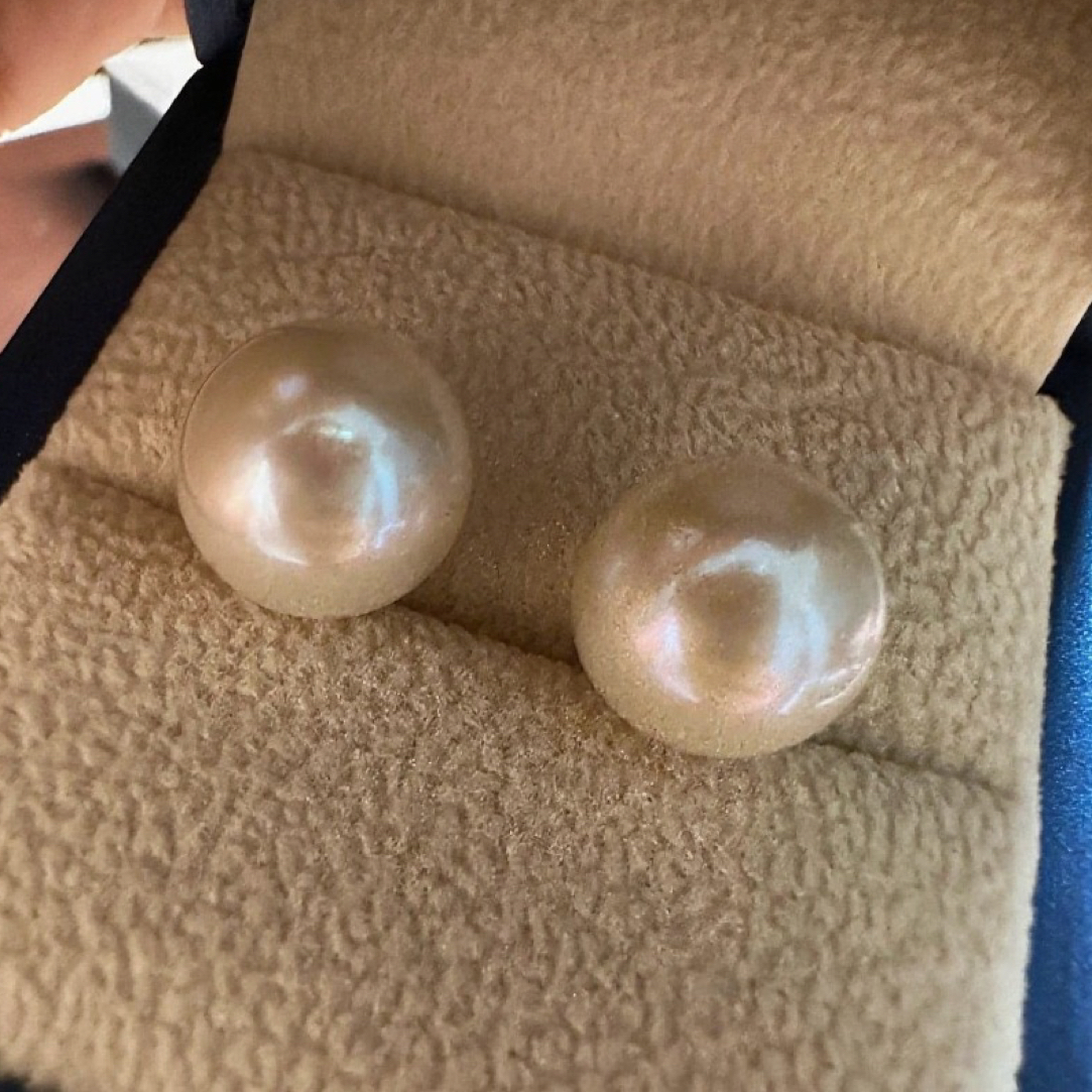 头档特选｜6A显白高品质金爱迪生珍珠耳钉正圆无暇天然淡水极光