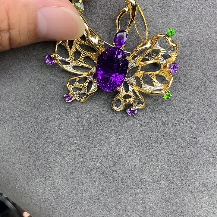 吊坠(不含链)银S925镀金镶嵌水晶