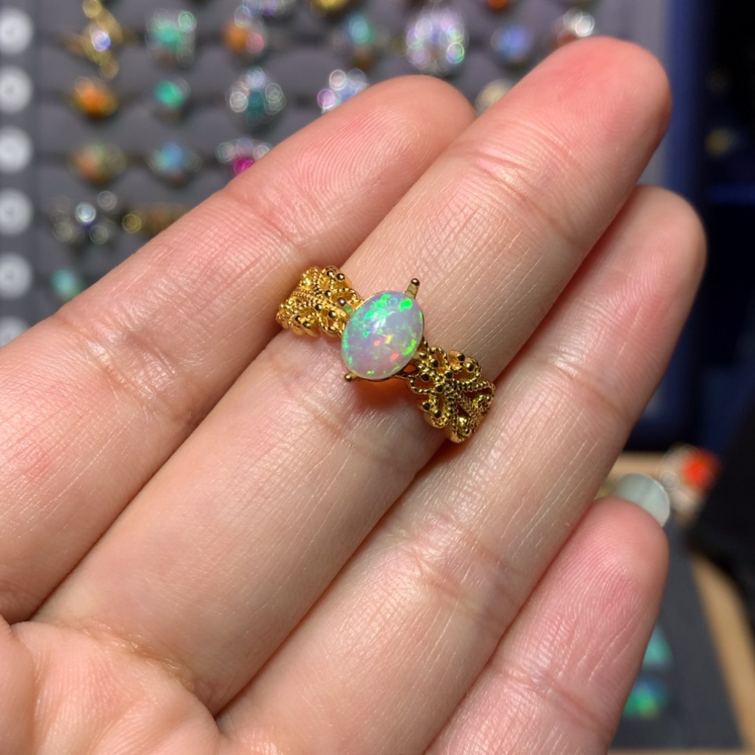 欧泊戒指款式银S925镶嵌