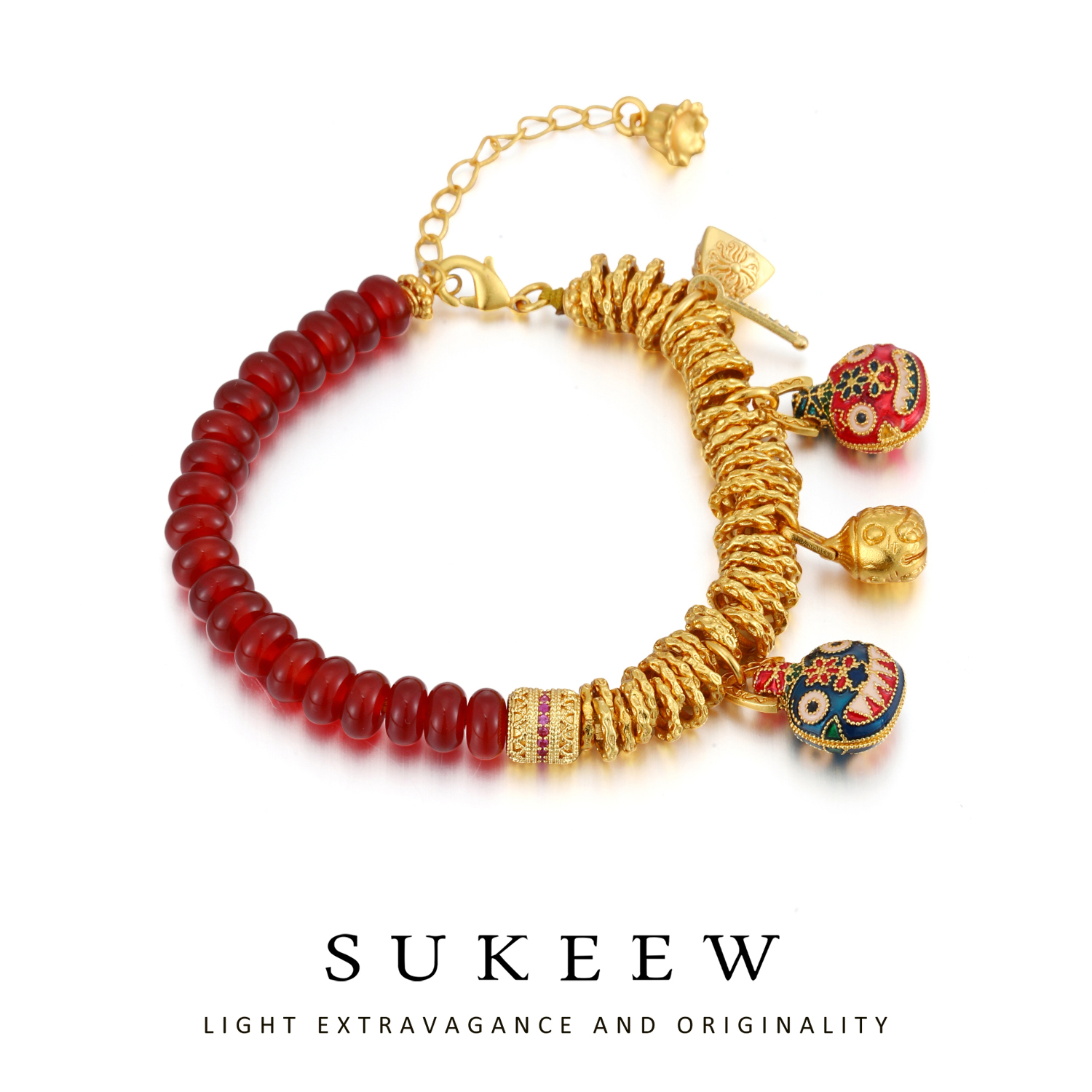 SUKEEW/酥可 铜合金手链 新中式精致吞金兽时尚盘缠手链213106