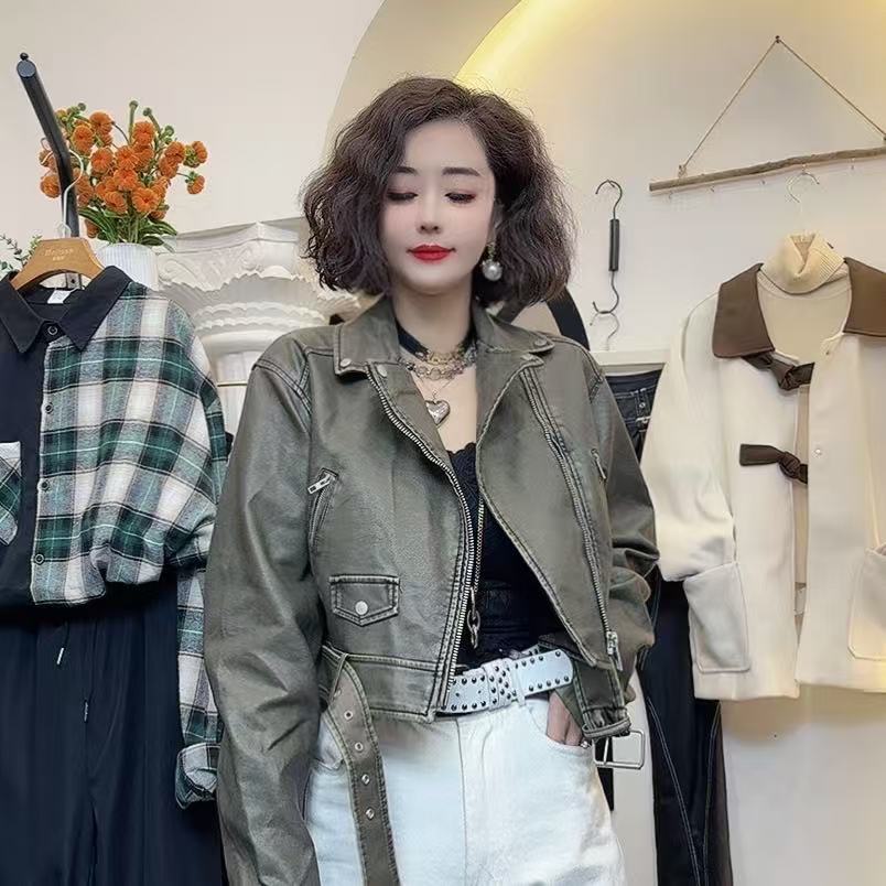 D25 102005 【任何残品无售后】皮衣女外套设计感机车服夹克外套