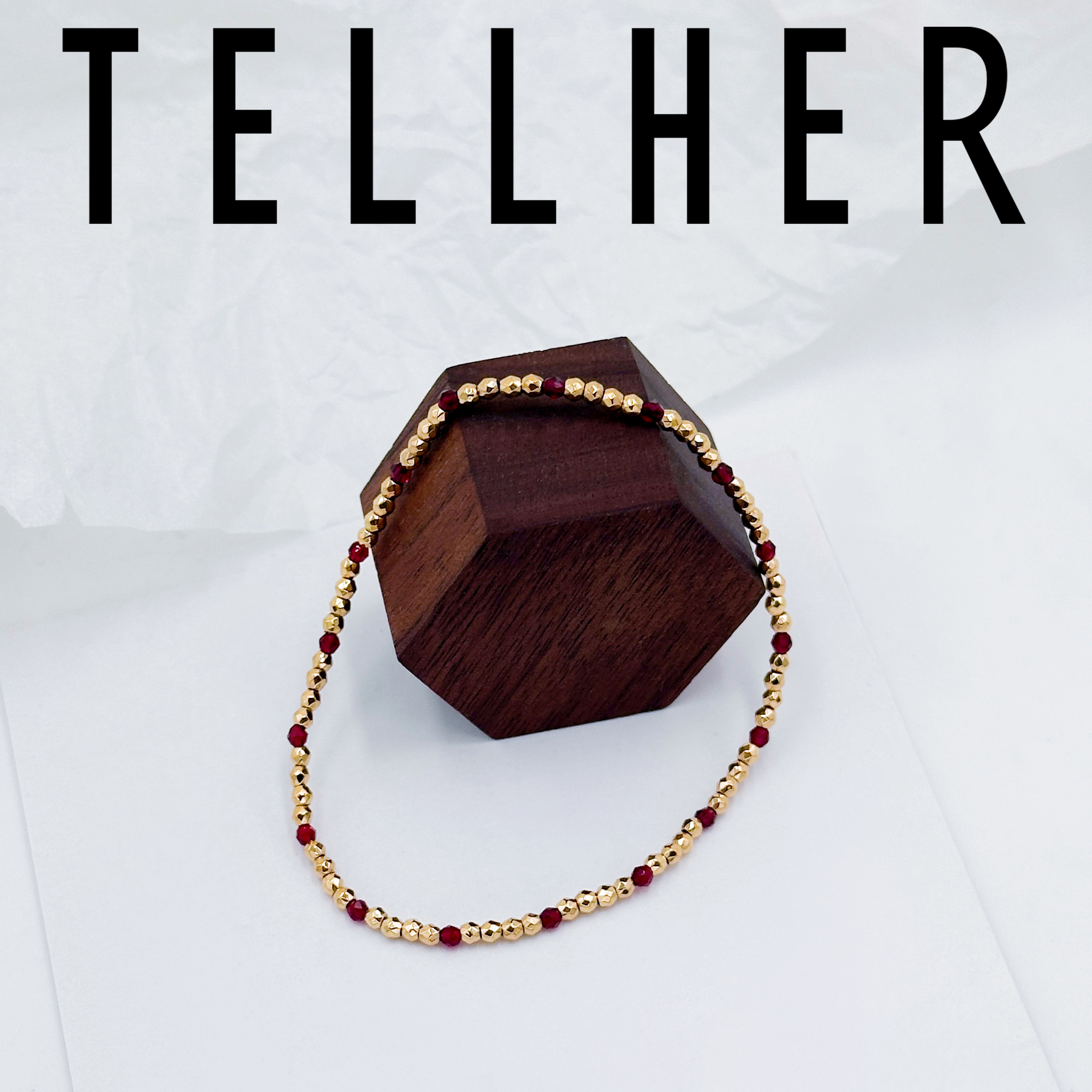 钛钢手链 她盒子/ Ins风 小众百搭 时尚 轻奢 红色弹力手链 1S018