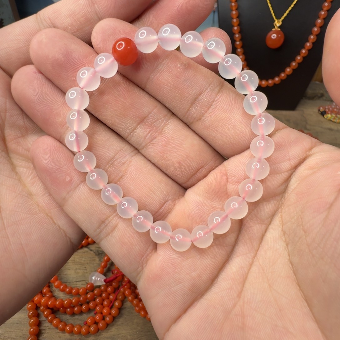 南红玛瑙单圈未镶嵌卡7荔枝冻