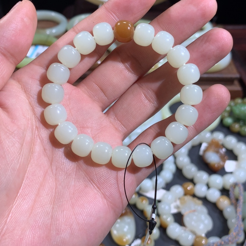 【闪购商品】和田玉手链未镶嵌新疆若羌扶果岭奶白手串