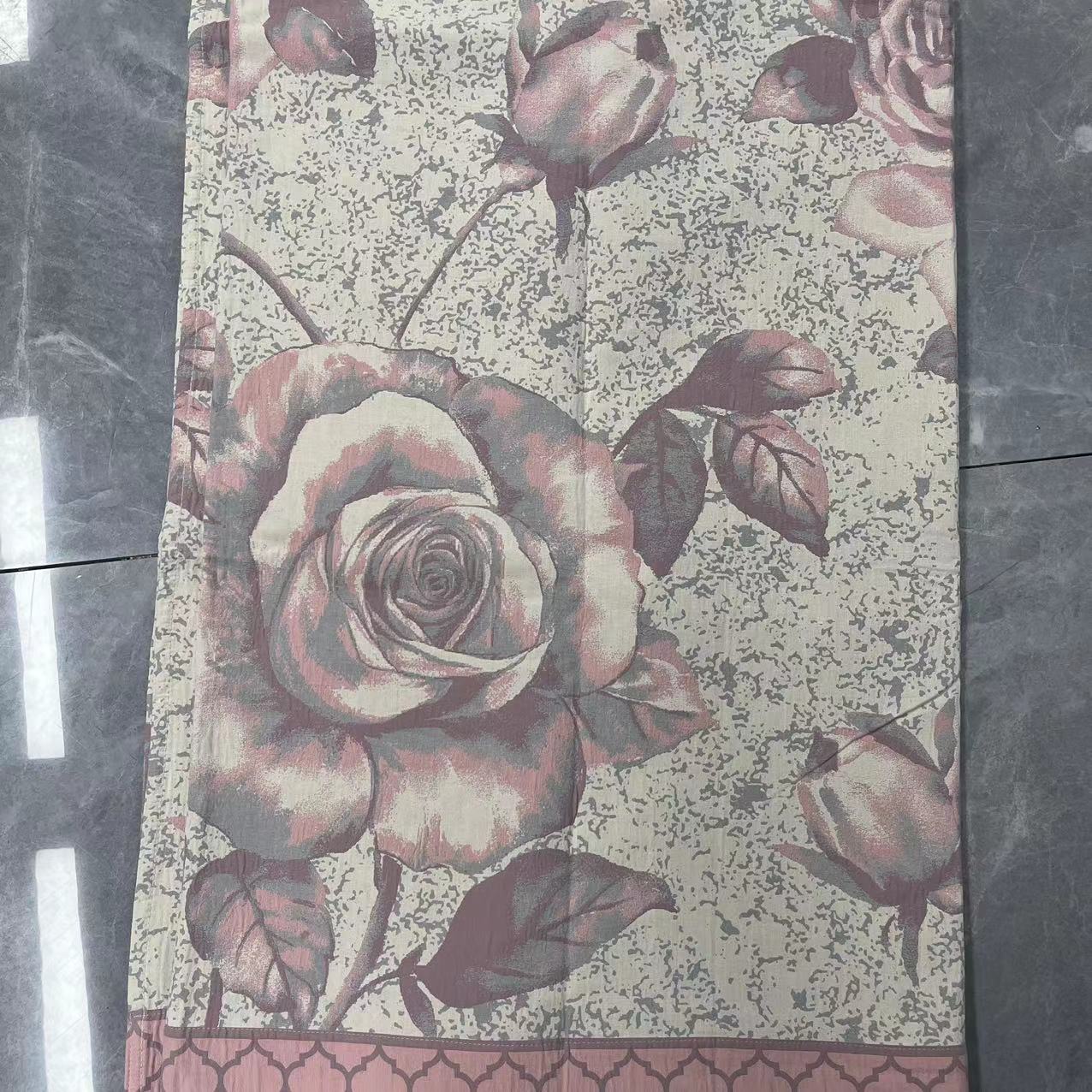 【青枝牡丹】240cm*250cm高端柔软亲肤乌梅紫棉麻亲肤床盖