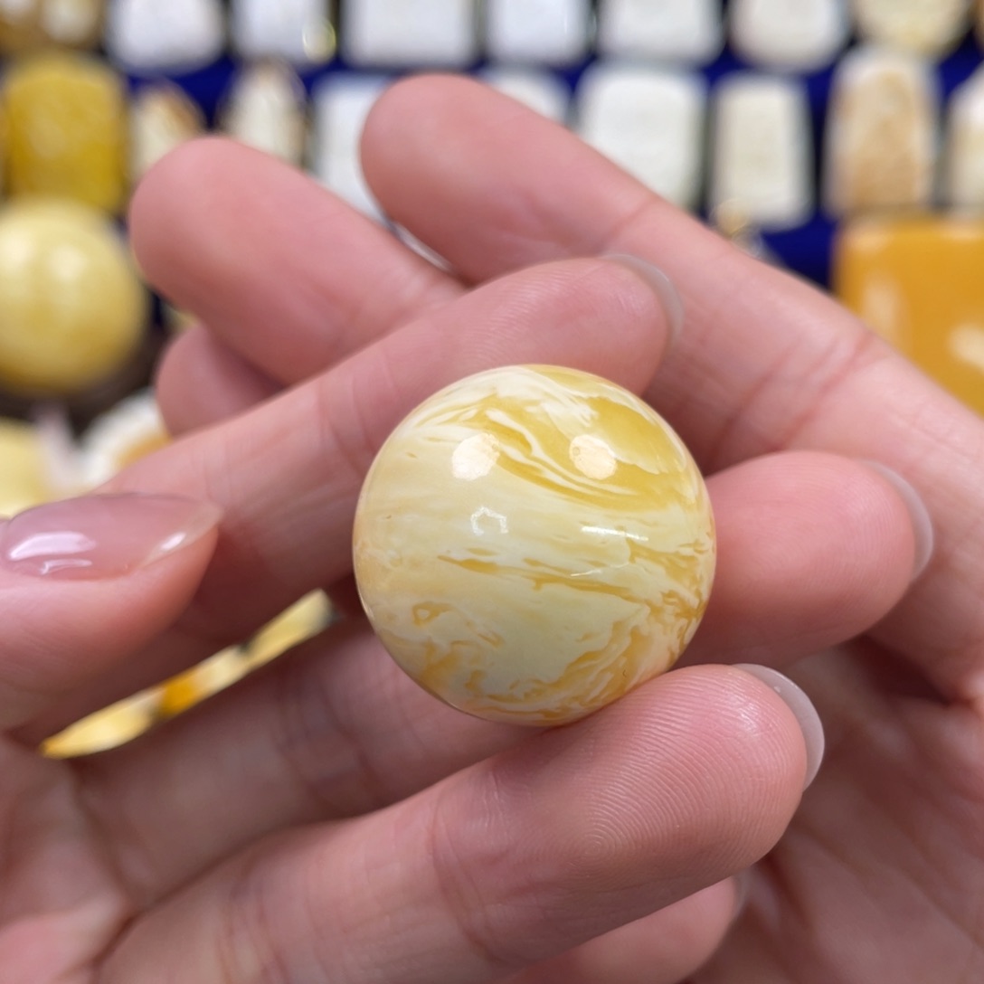 蜜蜡裸石未镶嵌琥珀蜜蜡珠子卡23.4mm