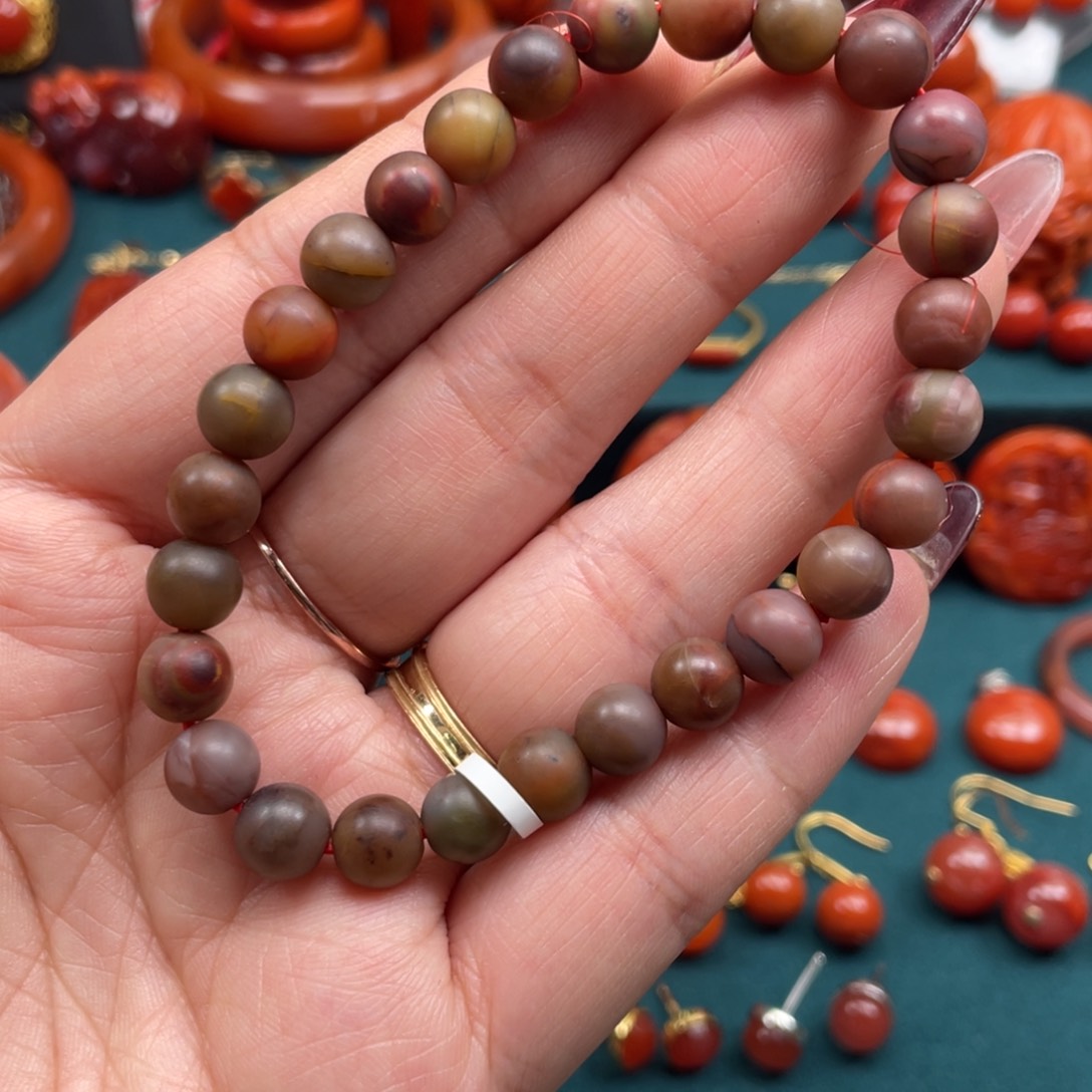 南红玛瑙盐源包浆单圈7mm未镶嵌