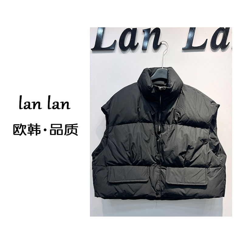 lanlan-冬上新【半拉链半按扣羽绒马甲】8786韩版小众高级羽绒马甲