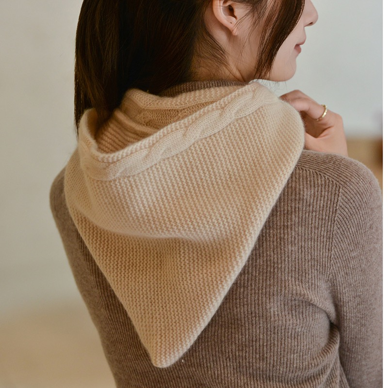 纯羊绒帽子围脖一体帽加厚多股扭花连体帽保暖尖尖帽大头围舒适帽