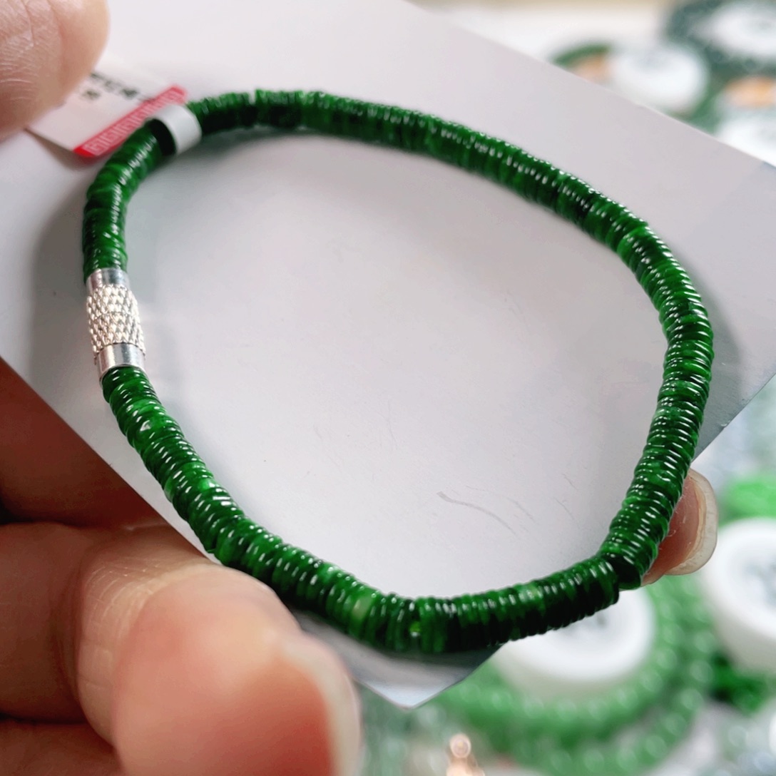 翡翠戒指未镶嵌天然翡翠手串3.7mm
