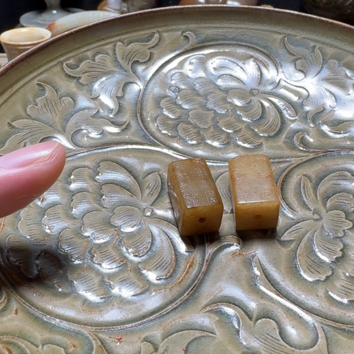 马***哥瓷片双鱼青瓷开片大碗