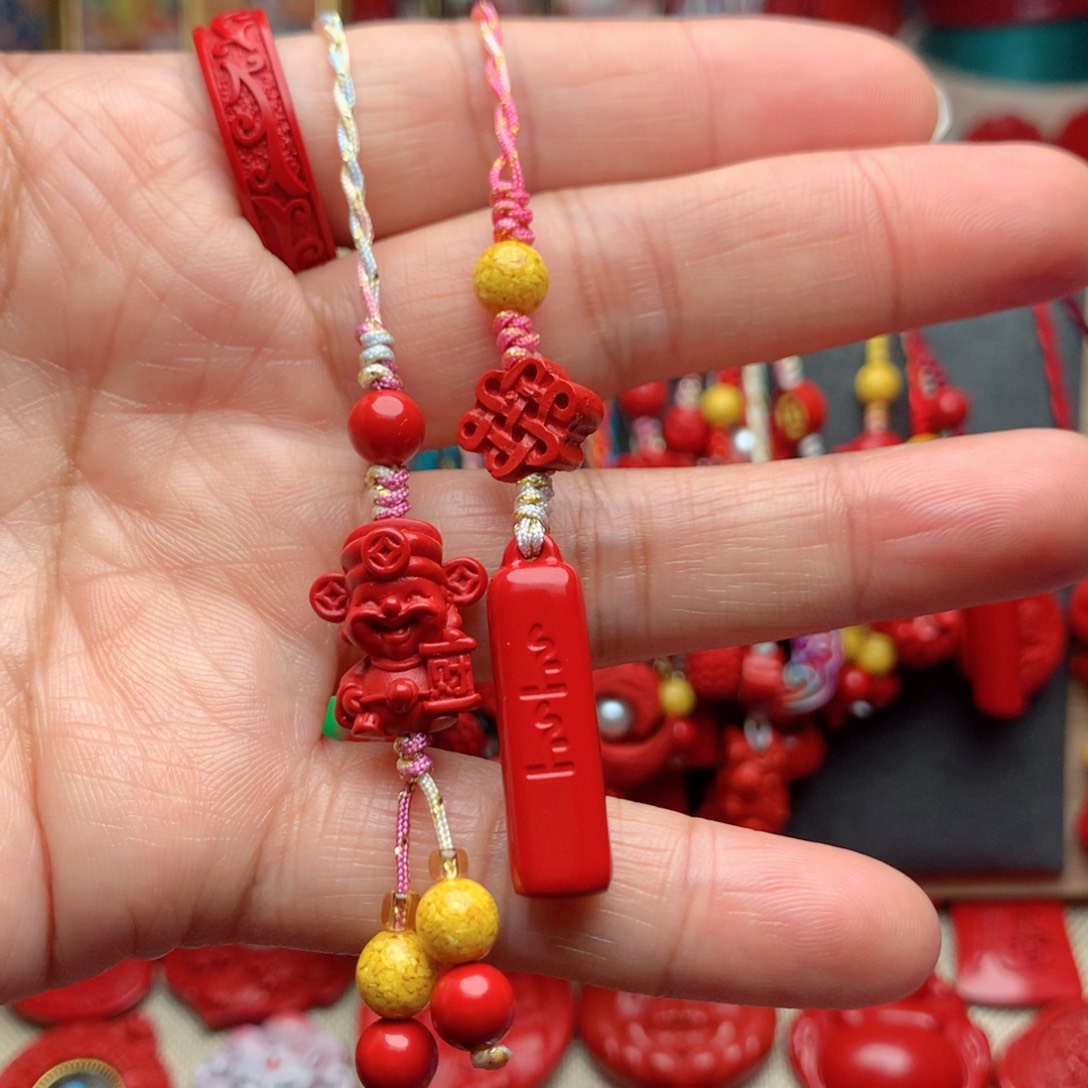 天然辰砂工艺品朱砂手机坠