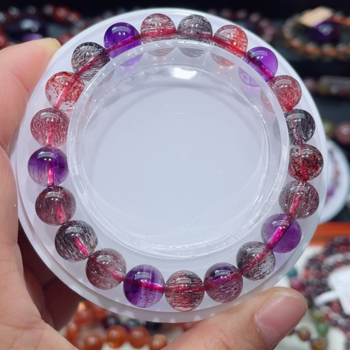 水晶手链未镶嵌超七手链，晶体通透