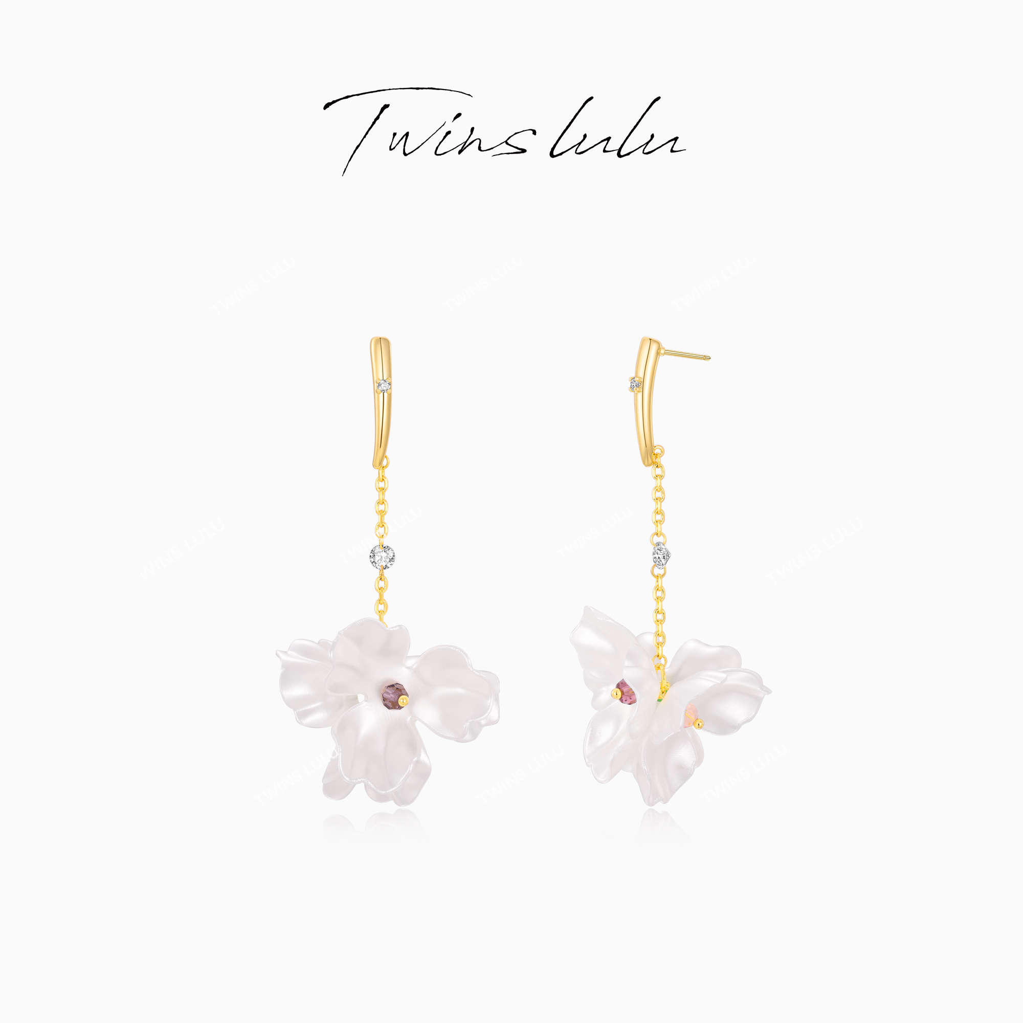 TWINS LULU 流光风秋上新精致简约百搭度假花朵耳环TSL2965