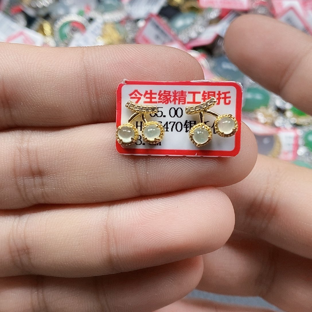 翡翠银S925镶嵌戒指天然A货缅甸翡翠