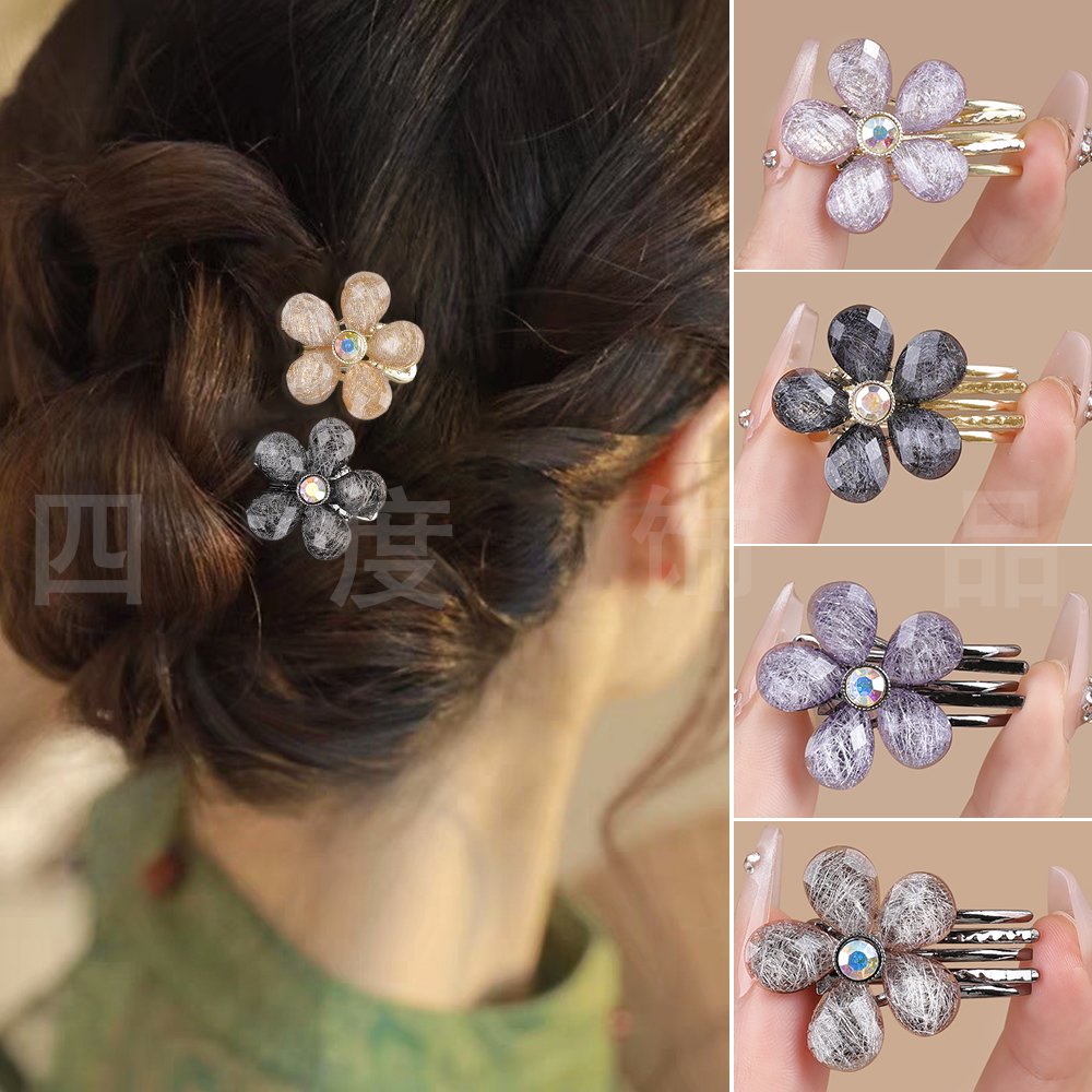 新款轻奢甜美欧若风花朵侧边刘海夹后脑勺扎发温柔精致小夹子头饰