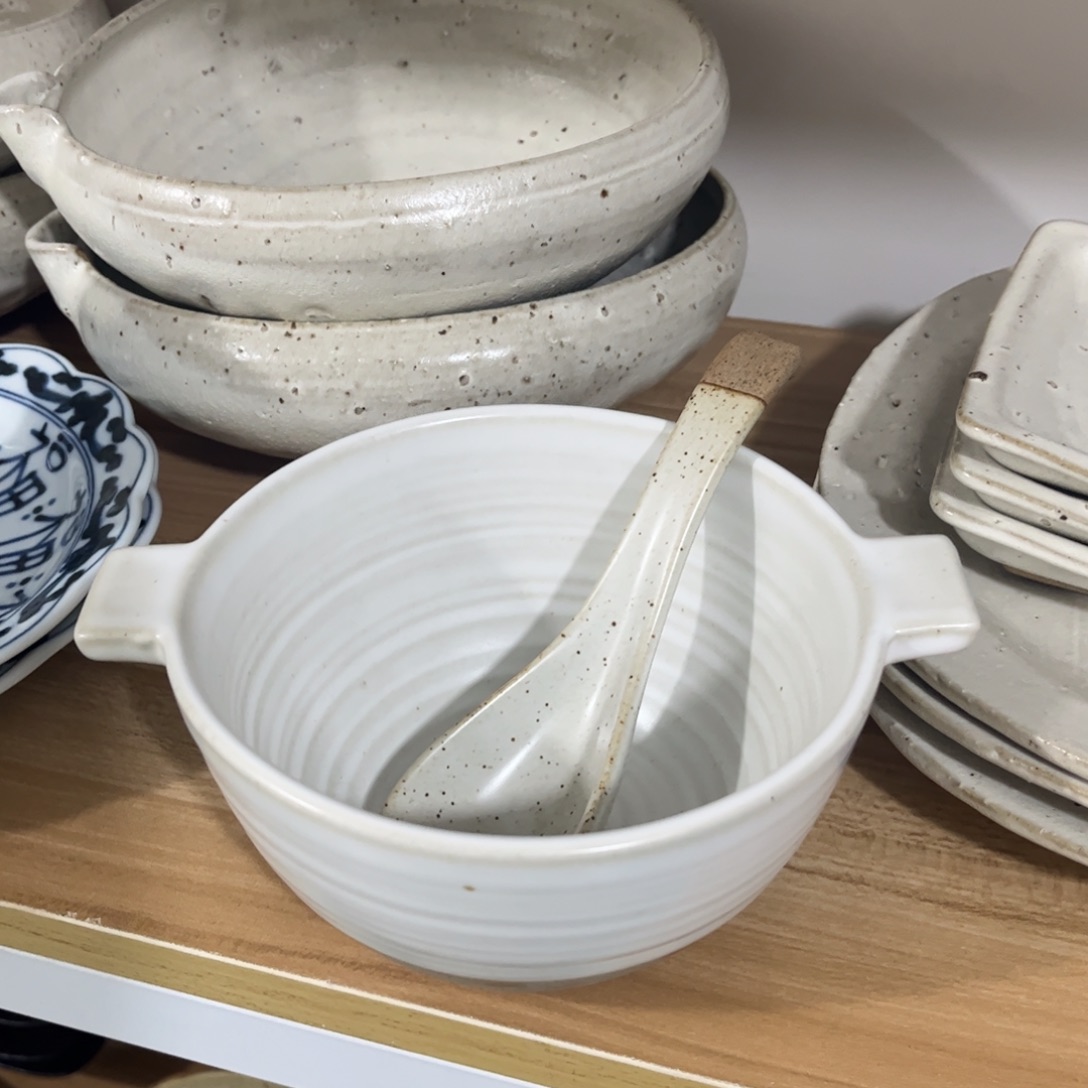 陶双耳汤碗勺子0000000000