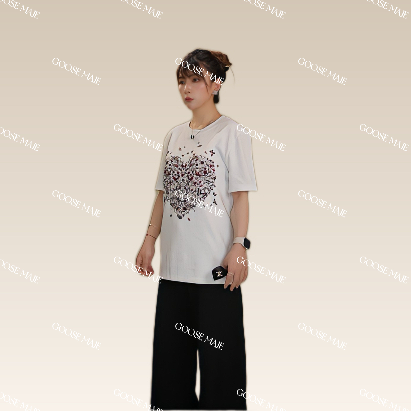 2025重工刺绣T恤 （匹马棉）爱心花卉 女款MG