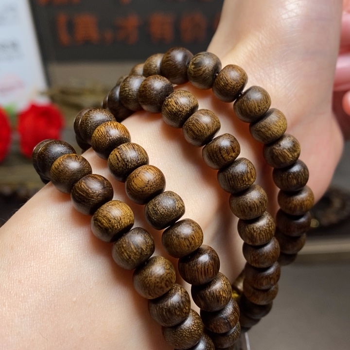 沉香手串越南芽庄黄油白棋楠瘤疤0.6×0.8×108
