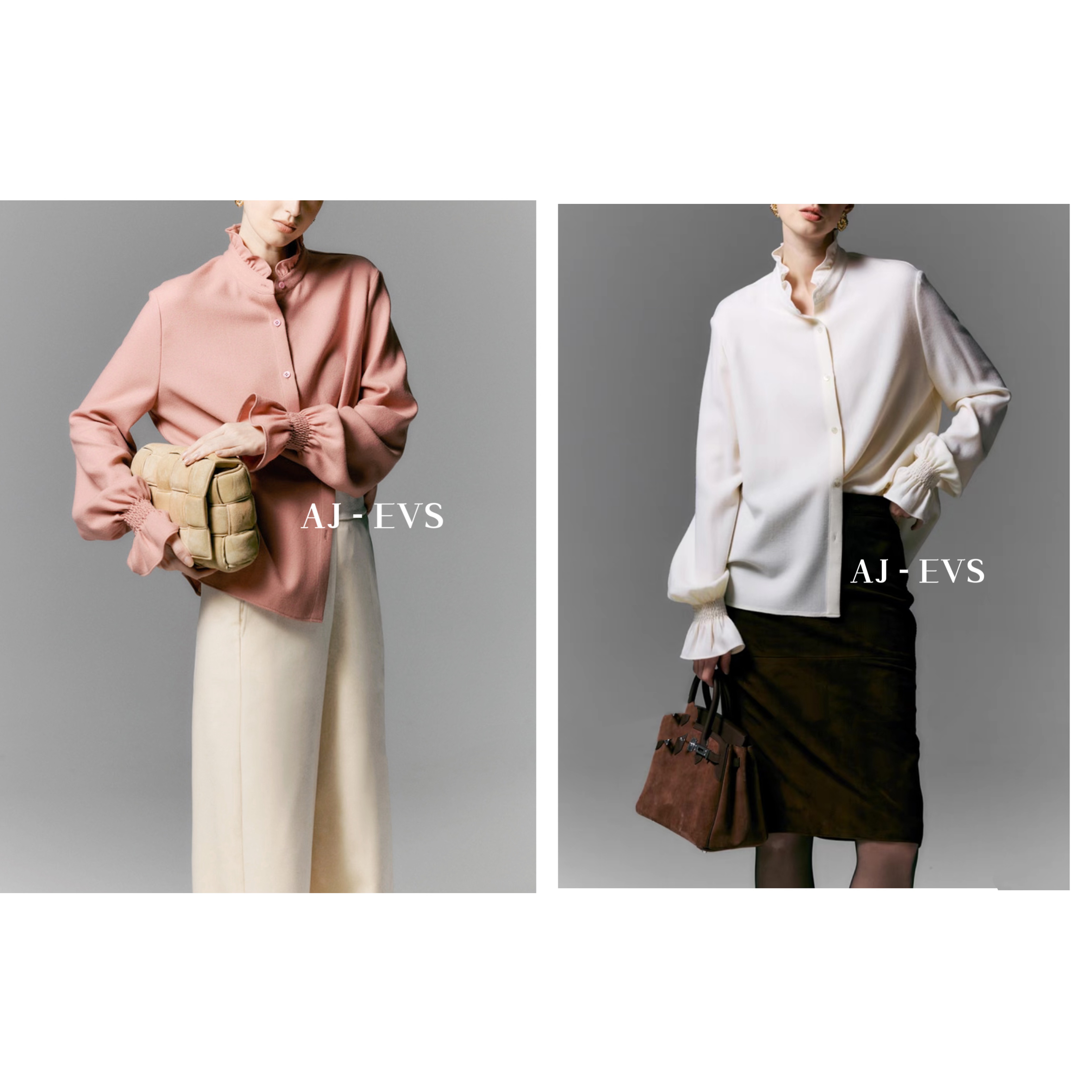 AJ-EVS【花样年华·法式花边领进口醋酸长袖衬衫】