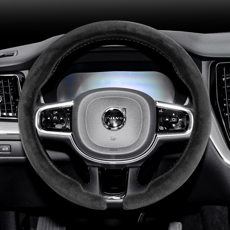 17沃尔沃xc60方向盘套冬季s90 s60 xc90 xc40c30毛绒保暖汽车把套