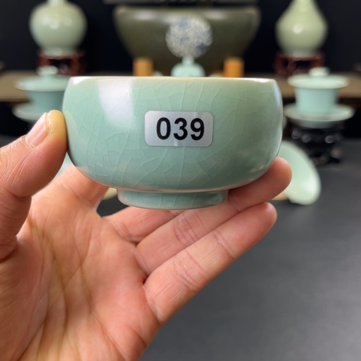 瓷片仿古釉汝官窑禅定杯039号