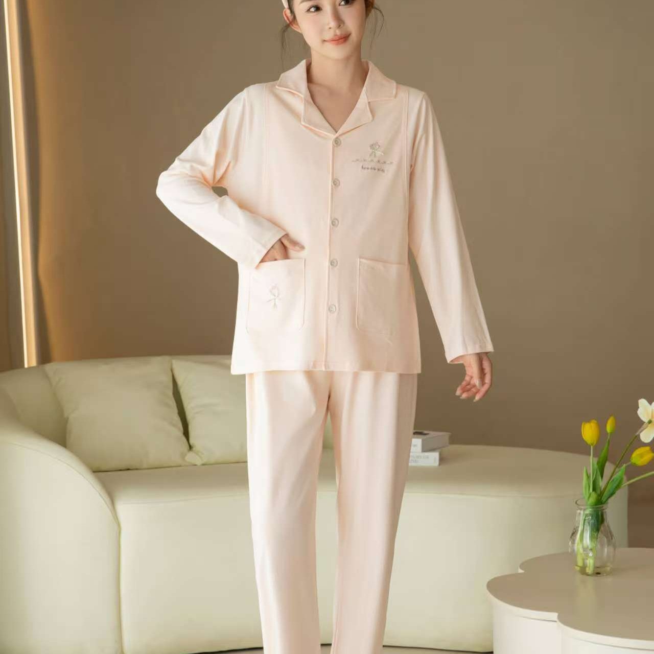 全棉月子服可哺乳纯棉薄吸汗春秋夏外穿两用丝柔棉孕产妇睡衣套装