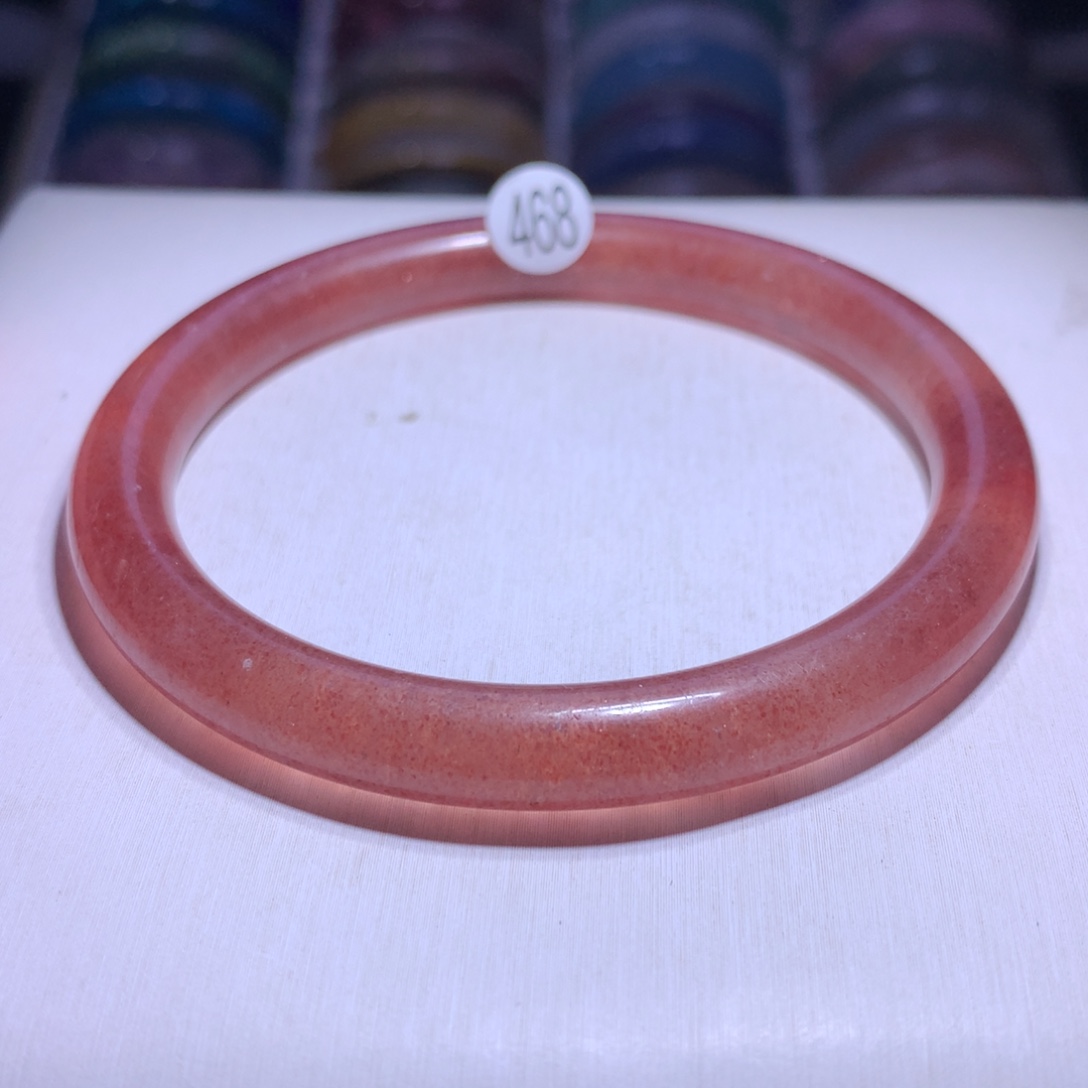 水晶手镯（圆镯）银S925镶嵌红草莓62.5圈468