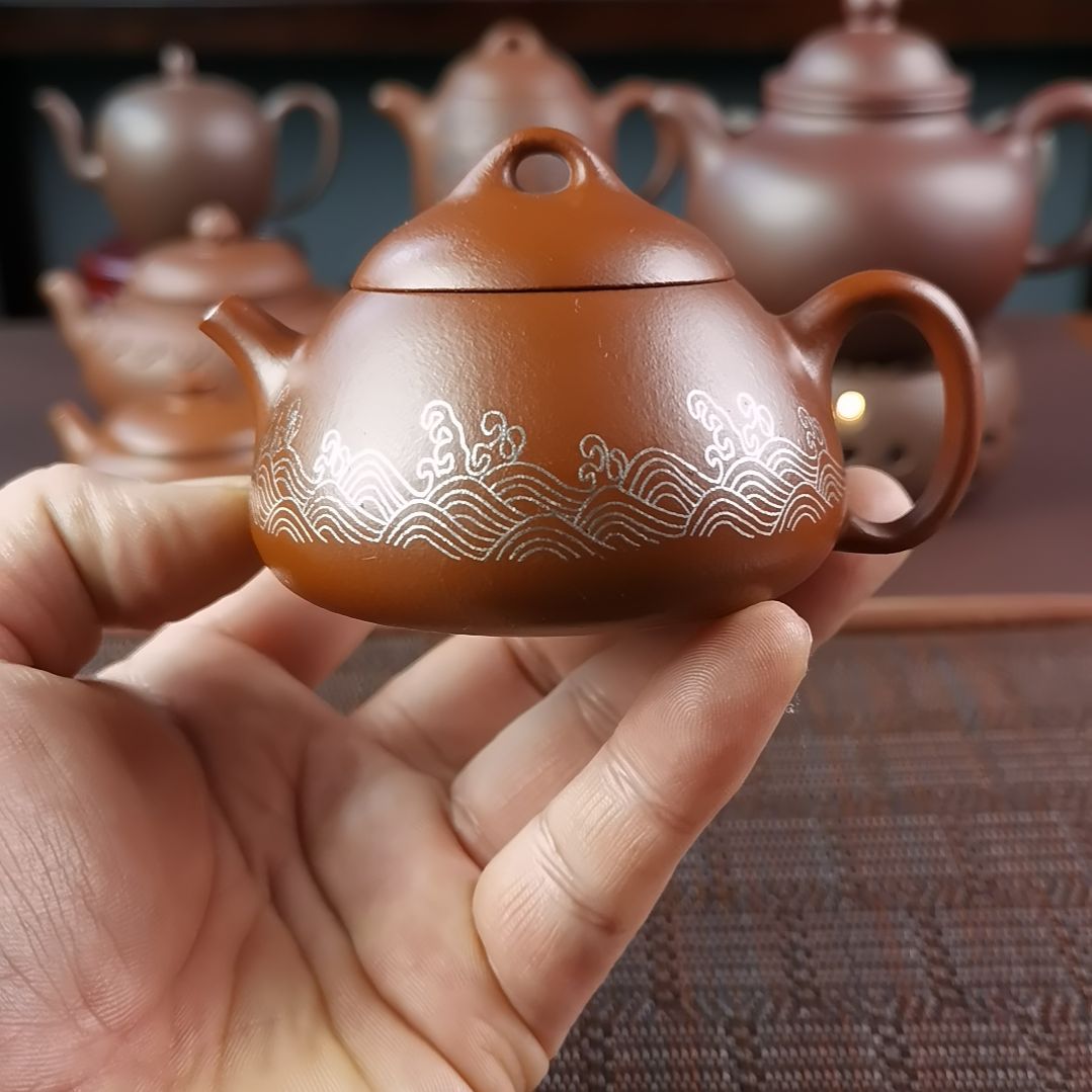 紫砂茶壶朱泥东兴秦权130CC