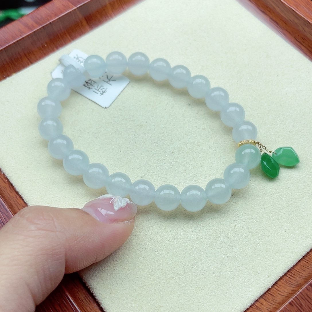 翡翠手链未镶嵌彤****y缅甸翡翠A货