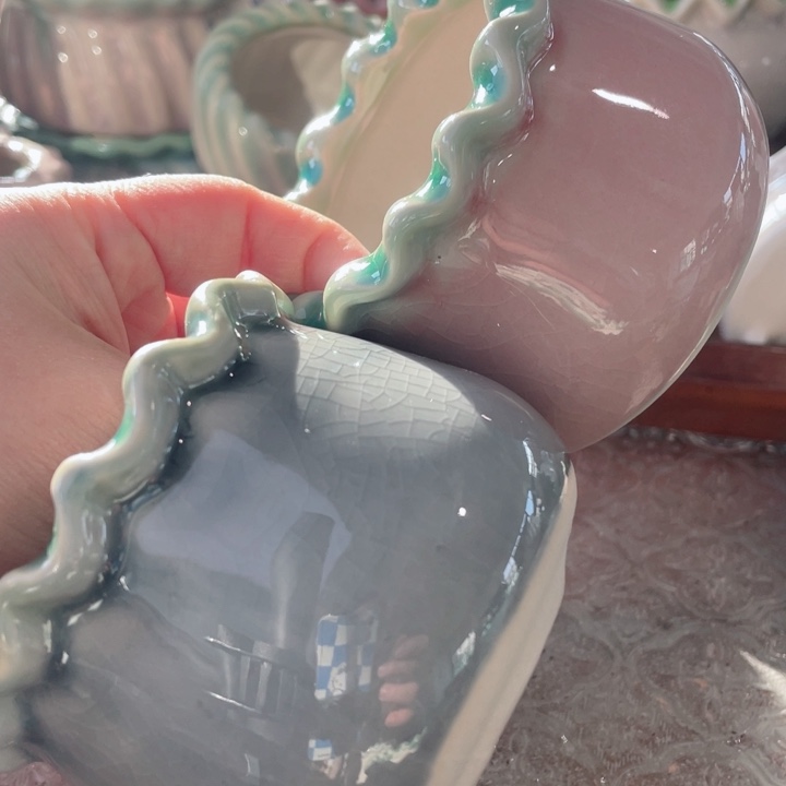 陶瓷7.5*6 半手工花盆浮力炸