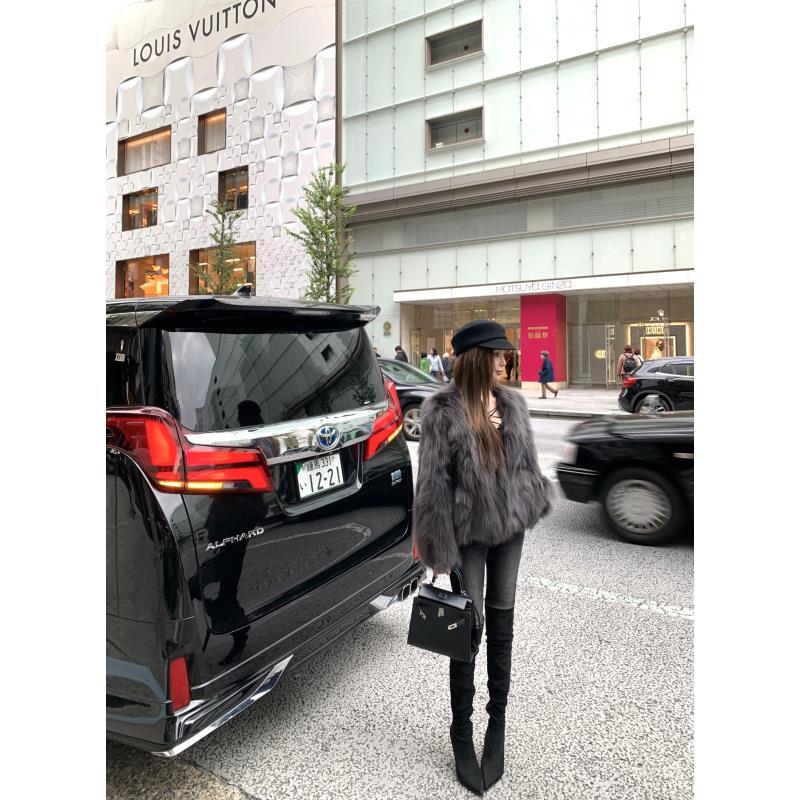 Momoshero【冷霜银灰狐】Finland芬兰进口 狐狸毛&小羊皮皮草外套