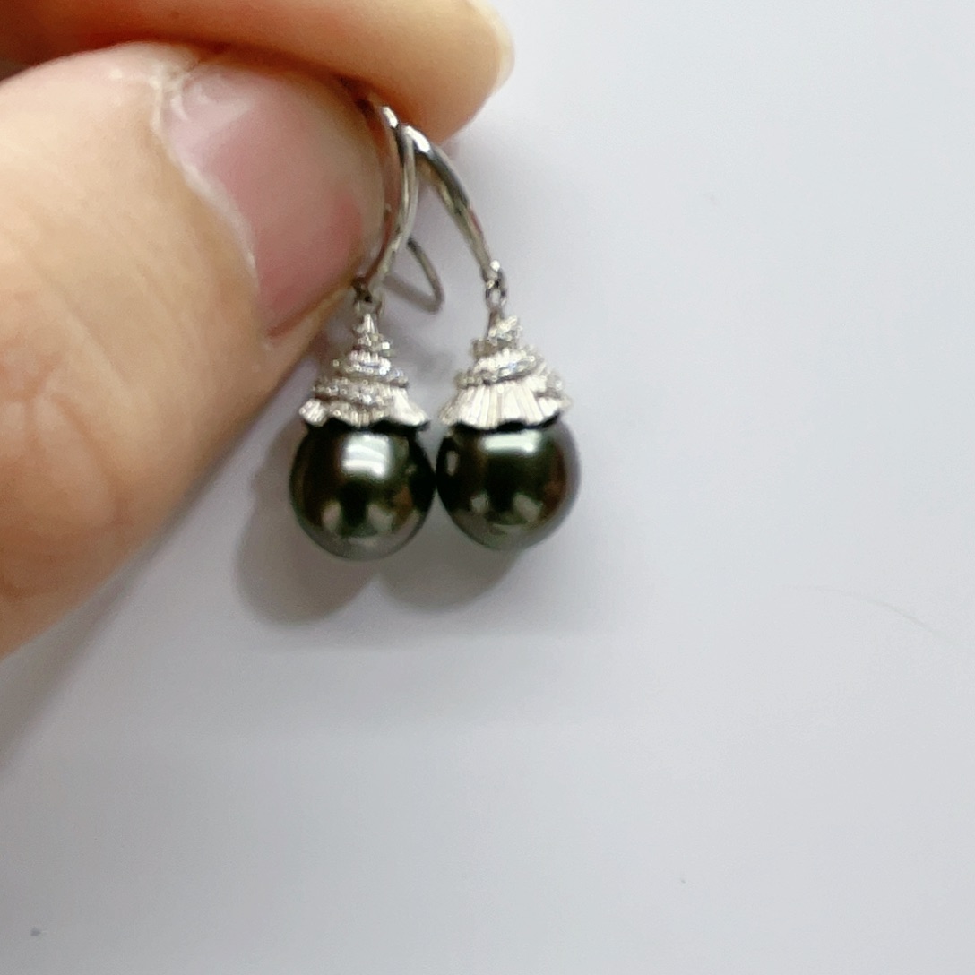 海水珍珠耳饰银S925镶嵌