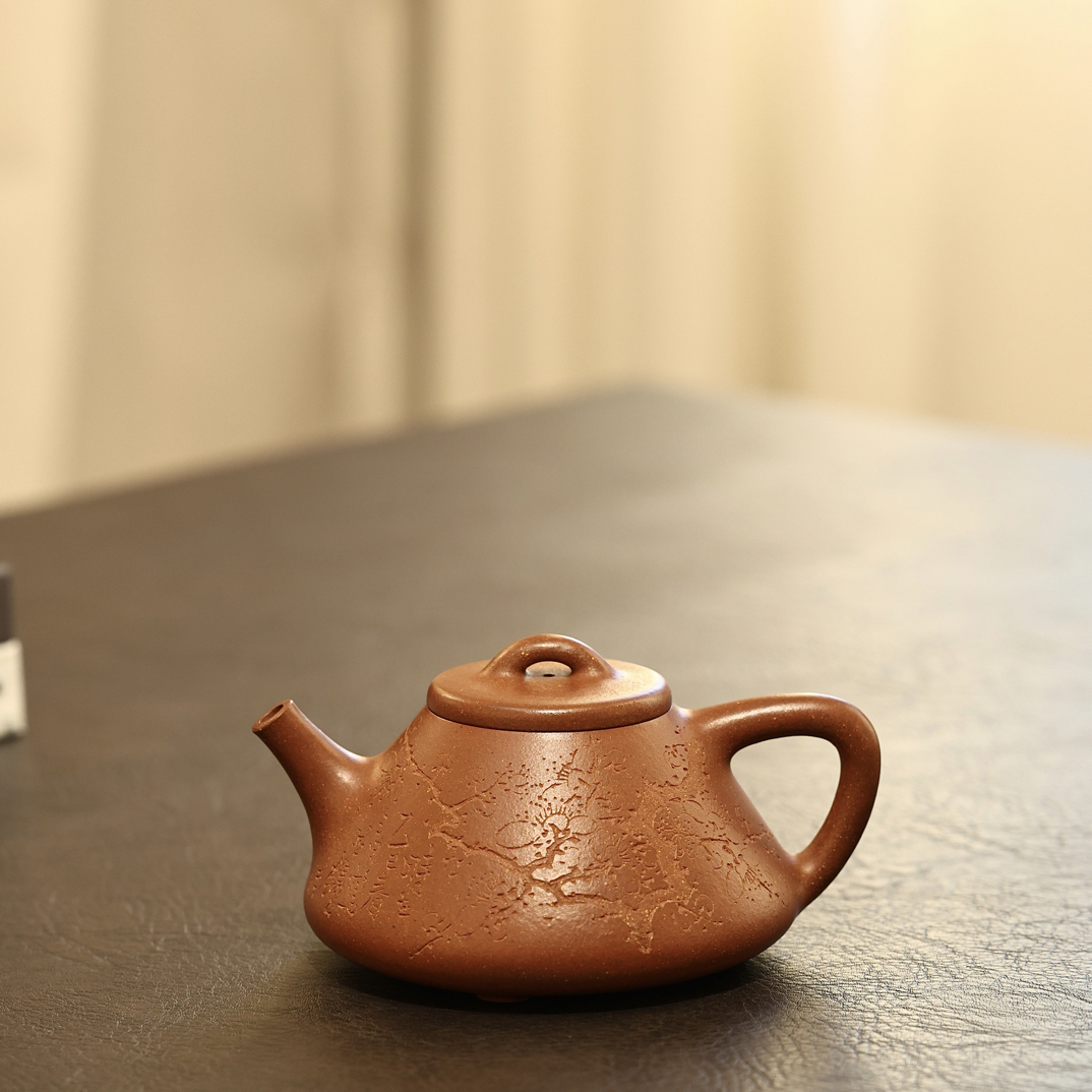 李悦制降坡泥子冶石瓢吴东元装饰230cc全手工紫砂壶纯手工