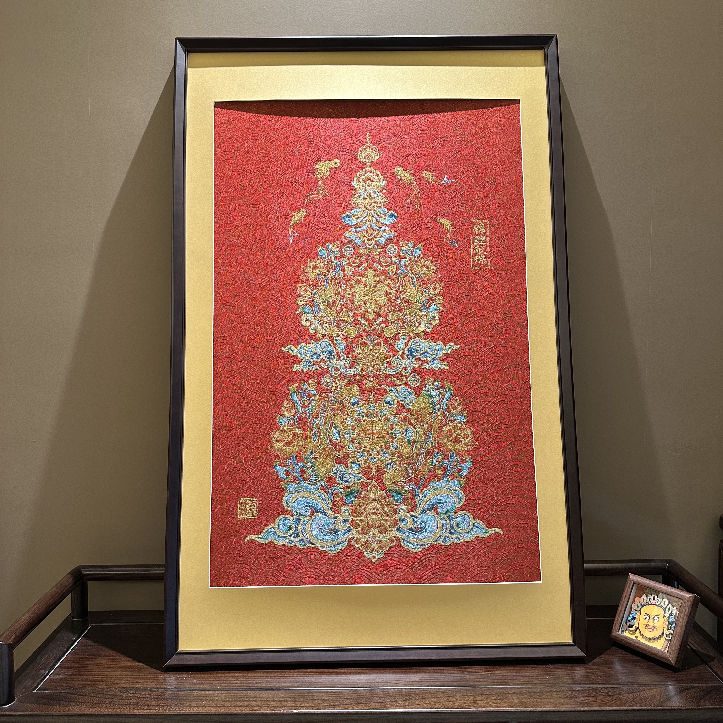 【玄一】-锦鲤献瑞葫芦新中式刺绣画玄关画