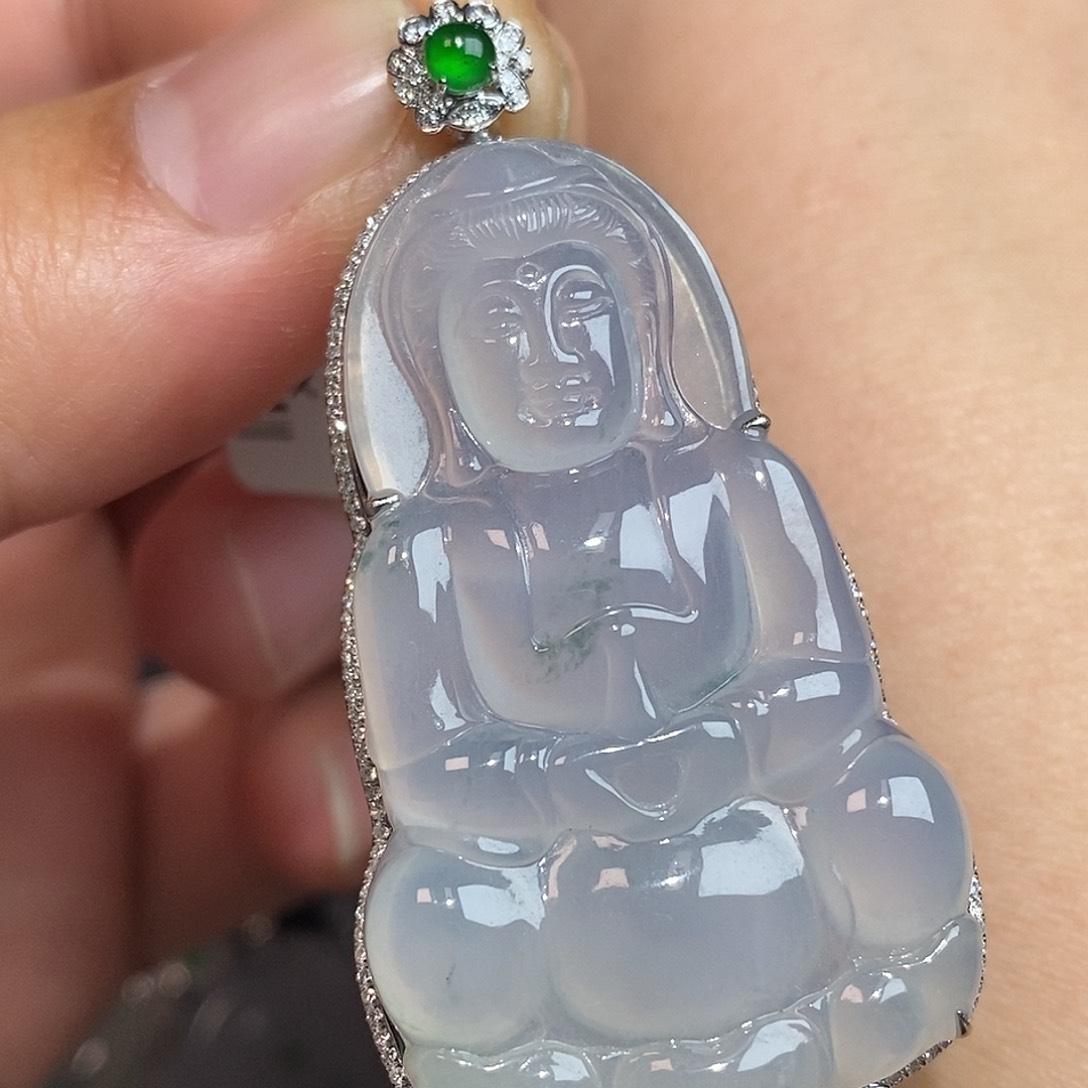 翡翠颈饰18K金镶嵌观音