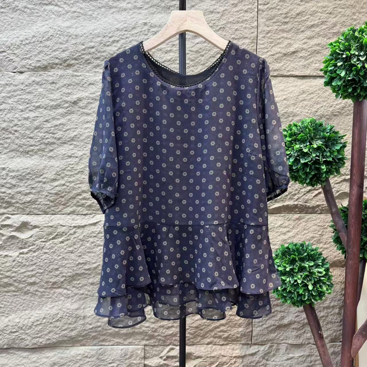 9514新款夏季优雅减龄简约印花气质T恤QZ