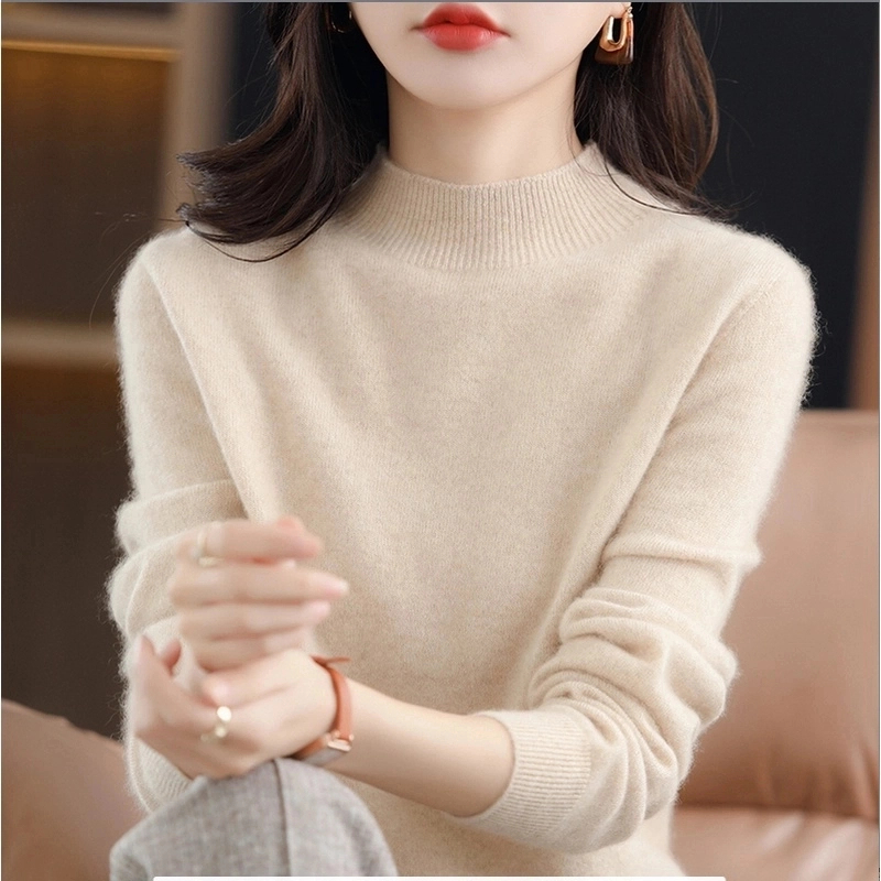 【100羊毛】一线半高领羊毛衫女100%纯羊毛针织打底衫新款毛衣