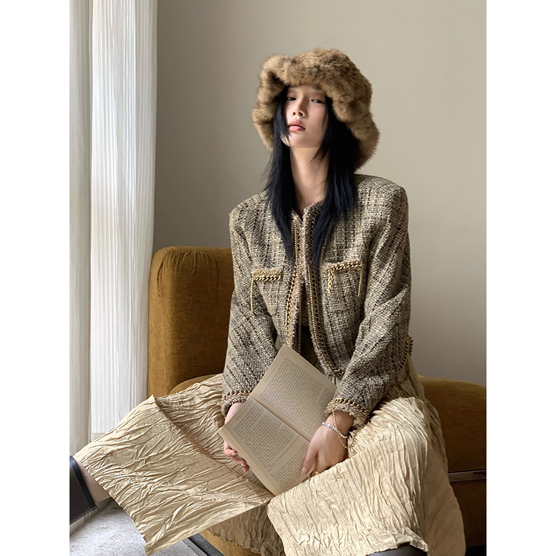 【特价】低调优雅  重磅手工链条粗纺外套 RW241003