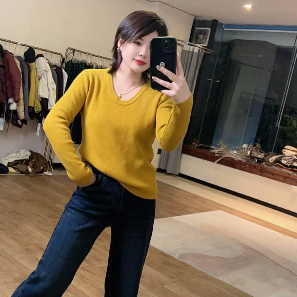 秋冬新款圆领一体绒上衣125