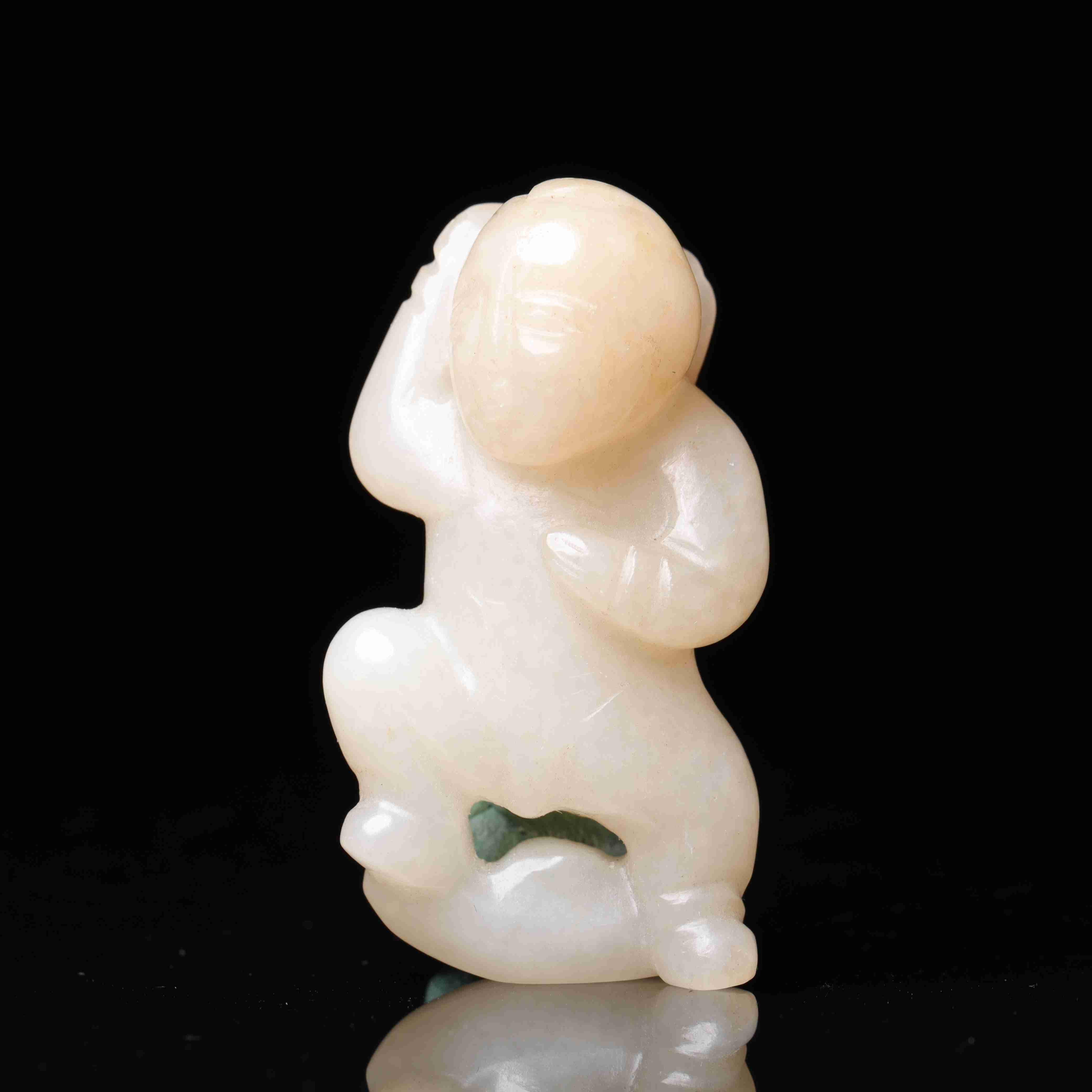 1641明代和田玉童子花件1791