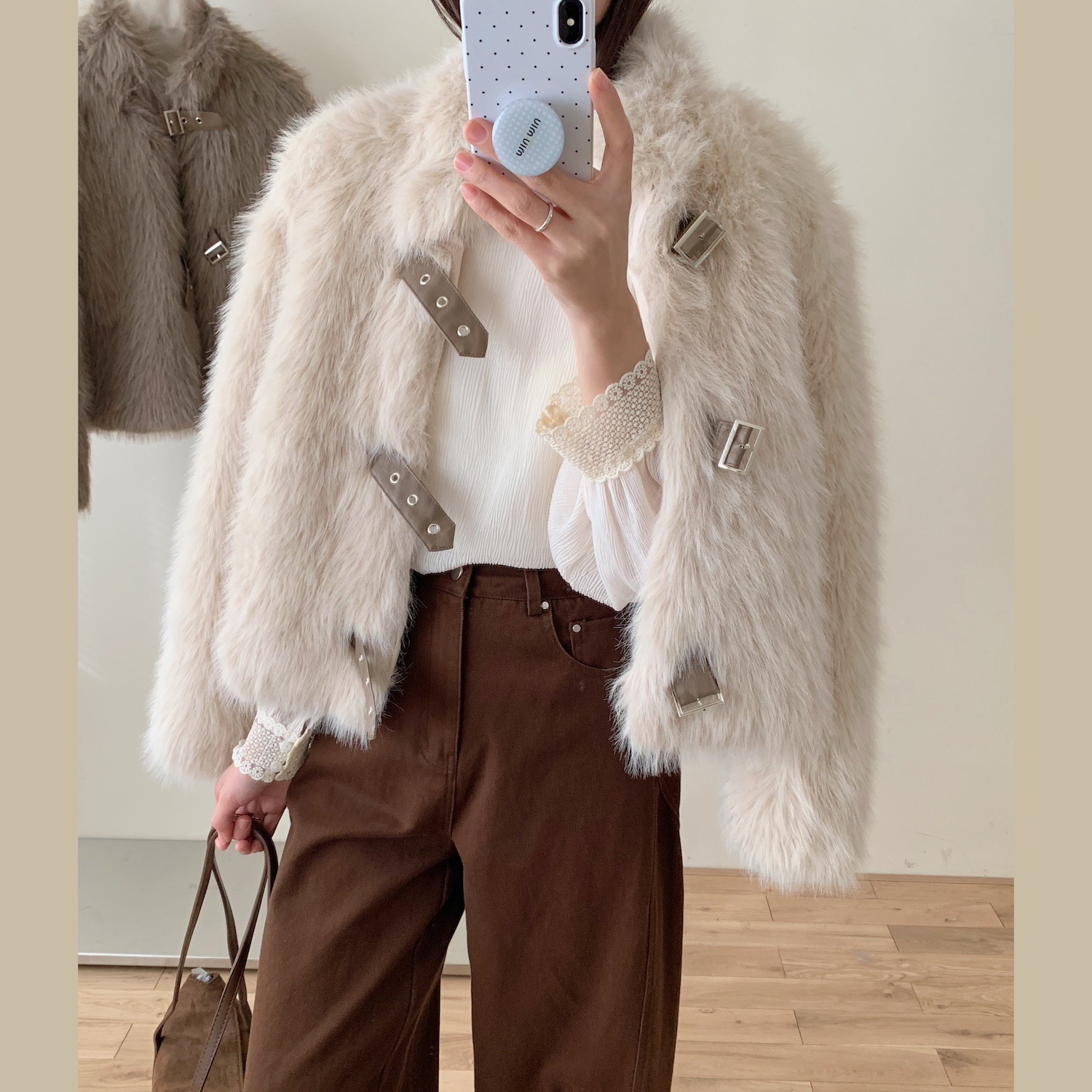 2025爆款小个子短款宽松毛毛外套秋冬新款立领仿狐狸毛皮年轻