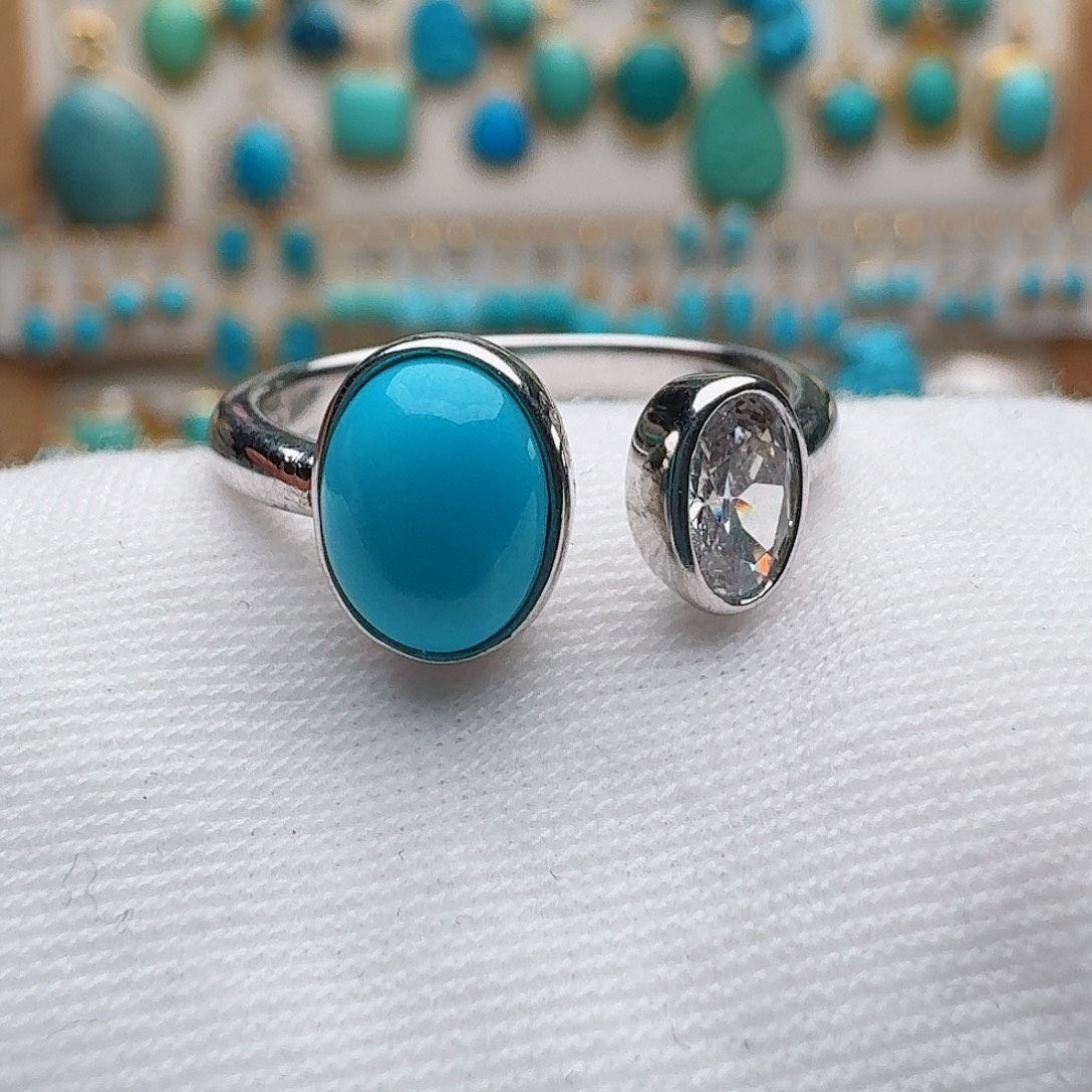 绿松石银S925镶嵌戒指